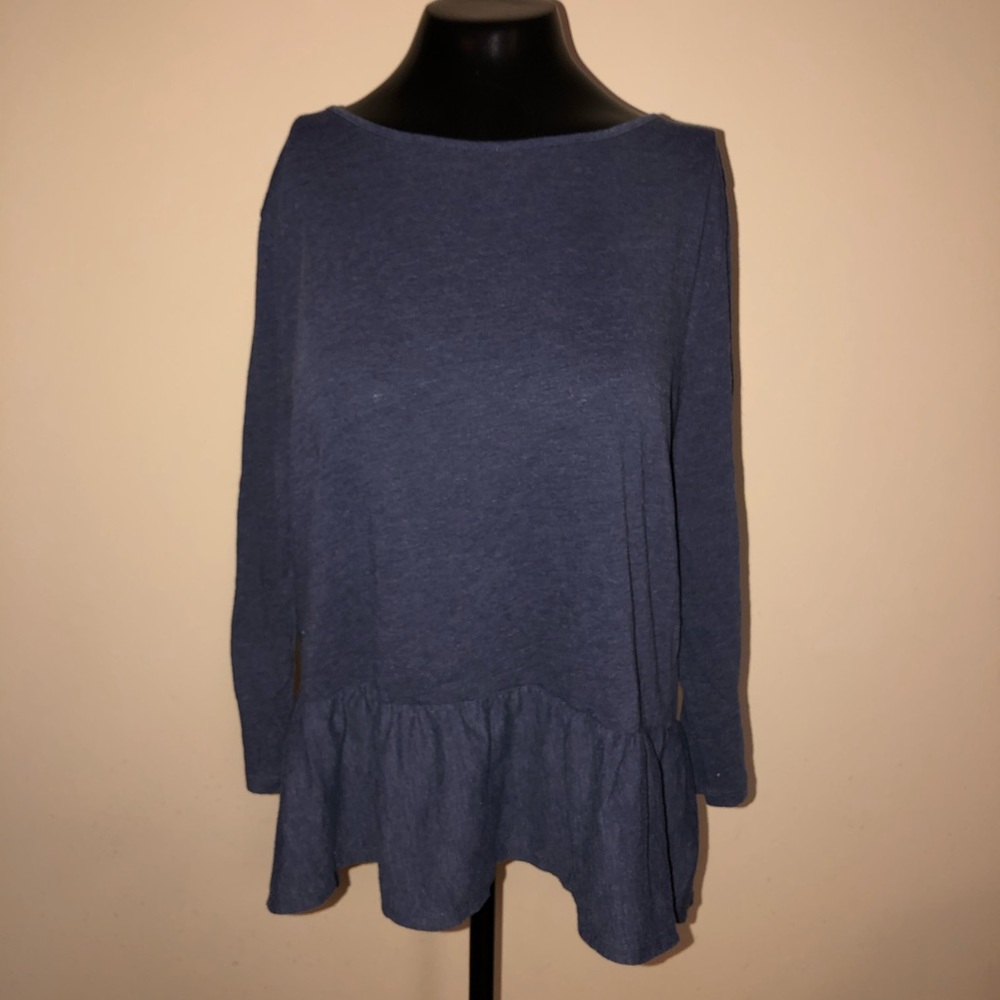 blue peplum detail top